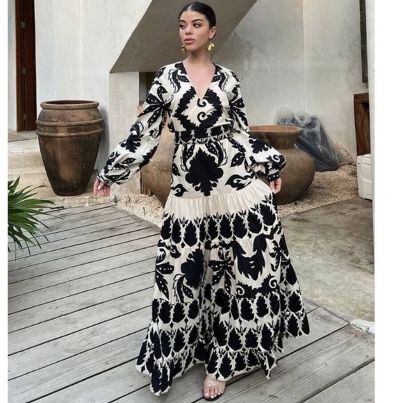 Zara Belted Printed Dress Cotton New - Picture 4 of 4